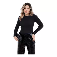 Blusa Feminina Cropped Trança Modal Tricot Manga Longa