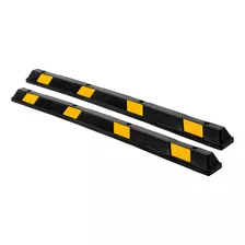 2 Topes Largos Estacionamiento Antreflejante Seguridad 1.8m Color Negro Con Amarillo