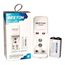 Cargador Beston C-818 2 Ptos + Pila Cuadrada 9v Recargable