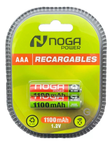 2 Pilas Recargables Aaa Noga 1100 Mah 1.2v