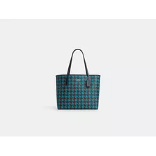 Bolsa Coach City Tote Mujer Firma Logo Houndstooth Verde