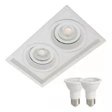 Spot De Embutir Duplo Par20 Recuado + Led Neutra Fria Quente