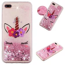 Funda iPhone 8+ Glitter Liquid Sparkle Floating Shiny Q...