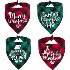 4 Paquetes De Bandanas De Navidad Perros, Bufandas De P...