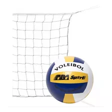 Set Red De Voley Cable De Soga 9.5m + Pelota Cuero Sintetico