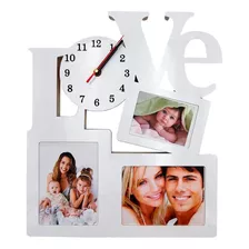 Reloj Portaretrato Multiple Pvc Cuadro 3 Fotos De 10x15 Love