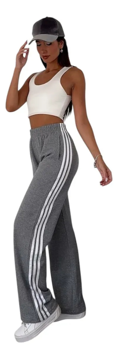 Pantalon Joggin Palazzo Franjas Lateral Moda Mujer Tendencia