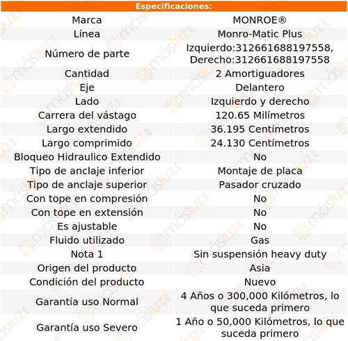 Kit 2 Amortiguadores Del Gas Monro-matic Plus Cougar 67/70 Foto 3