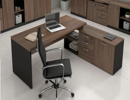 Mesa Presidente 1,90 X 1,60 C/ Armário Web40 Ameixa / Preto Ameixa
