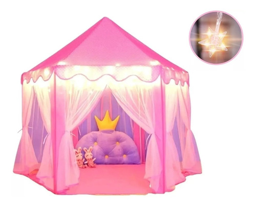 Barraca Infantil Cabana Tenda Iluminada + Fio Luz Led Pilha 