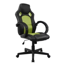Cadeira Presidente Gamer Em Couro Pu Preta/ Verde Pel-3002