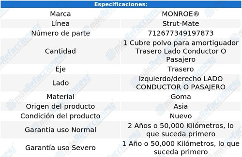 Cubre Polvo Amortiguador Izq/der Trasero Stanza 87-92 Foto 3