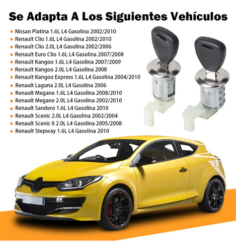 Chapas Cilindros De Puerta 02-10 Nissan Platina Renault Clio Foto 4