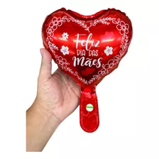 50 Balão Coração Feliz Dia Das Mães 21cm Te Amo Decoração