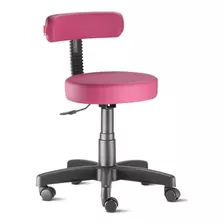 Cadeira Mocho Com Encosto Slim Com Regulagem De Altura Cor Rosa