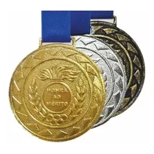 Kit 100 Medalhas Comemorativas 5cm Ouro E Prata 