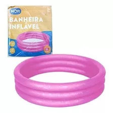 Piscina Banheira Infantil Inflável 130 Litros 3 Remendo Rosa