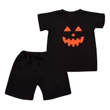 Conjunto De Halloween Bordado Malha 100% Algodão