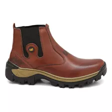 Bota Coturno Costurado 100% Couro Palmilha Gel Bico Pvc Cat