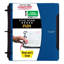 Five Star ® Flex Carpeta Cuaderno Con 60 Hojas Y 5 Separador Color Azul