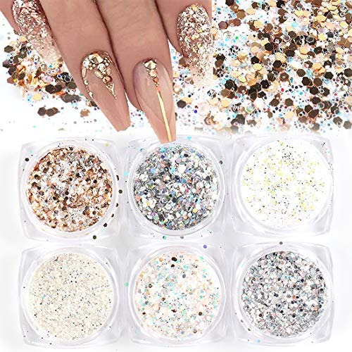 Comprar Diseños Juvenil Confetti Glitter Sparkle Para Uñas Brillante
