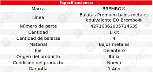 Balatas Delanteras Bajos Metales Sedona 15 Al 20 Brembo Foto 4