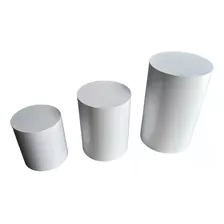 Trio De Mesa Cilindro Reduzido Mdf Decorado Branco Festa