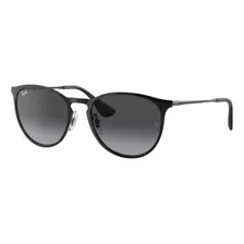 Anteojos De Sol Ray-ban Erika Metal Standard Con Marco De Metal Color Polished Black, Lente Grey Degradada, Varilla Polished Black De Metal - Rb3539