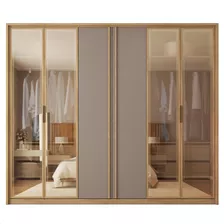 Guarda Roupa 6 Portas 4 Espelhos Marrom Cristal Caemmun