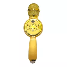 Microfono Karaoke Tws Bt Con Luz Disco Dorado / Tecnocenter