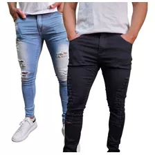 Combo 2 Calças Masculinas Jeans Premium Design Rasgado 2024
