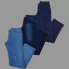 Kit 3 Calças Jeans Masculina Tradicional Elastano Premium