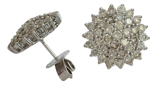 Brinco Pizza Chuveiro Diamantes Ouro Branco 18k 750 2.1ct Branco