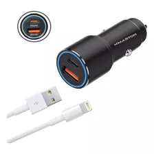 Carregador Veicular Para iPhone Apple Turbo Fast Usb + Cabo 