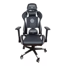 Silla De Escritorio Instigo Ig626 Gamer Ergonómica Negra Y Blanca Con Tapizado De Cuero Sintético