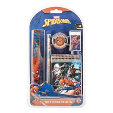 Set Escritura Marvel Escolar Spiderman Original 5pcs El Rey