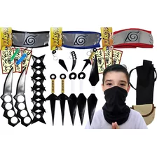 Kit Naruto 3 Bandanas+ Kit Ninja+ Porta Shuriken + Balaclava