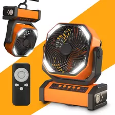 Ventilador Led De Camping Con Luz, 20000mah Recargable Con B