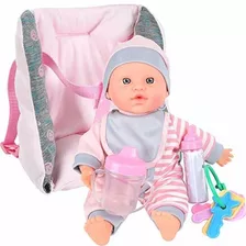 Click N' Play Baby Girl Doll 12 Con Asiento Para Automóvil 