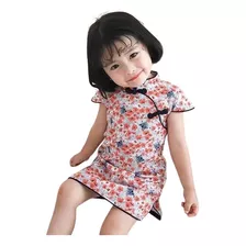 Vestido Infantil Oriental Em Algodão - Cerejeira