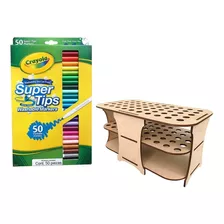 Plumones Super Tips 50 Crayola + Porta Plumones