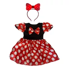 Fantasia Roupa Infantil Minnie Tiara Led Rosa Ou Vermelha