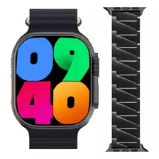 Combo Smart Watch W69 Plus Y Correa Acero Square Negro