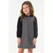 Vestido Manga Longa Infantil De Inverno Em Tweed 1129331