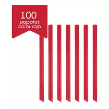 100 Popotes Para Tapioca Biodegradable A Base De Planta Color Rojo