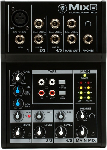 Mackie Mix5 Mixer 5 Canales Xlr Phantom Estereo