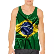 Camiseta Regata Dryfit Treino Academia Brasil Bandeira Top 