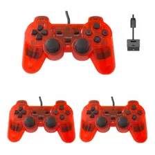 Kit Controle Ps2 Colorido Transparente Joystick 2 Unidades