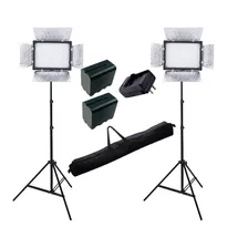 Kit 2 Estudio Tripe E Iluminador Led 300 Videos Bateria F970