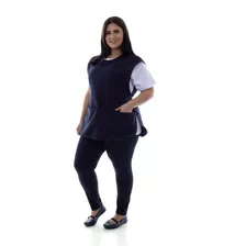 Plus Size - Kit Com 2 Conjuntos Uniforme Legging Doméstica